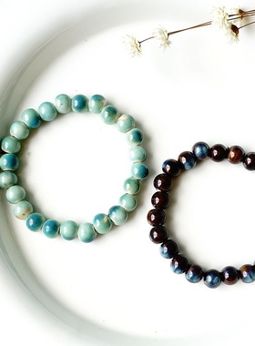 2026时尚夏季上新小清新文艺田园甜美渐变彩色串珠陶瓷手链女小众