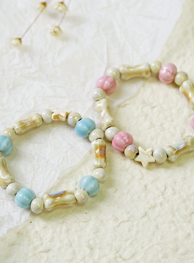 2026时尚一米瓷甜美陶瓷手链饰品学生手工编织手串新中式文艺