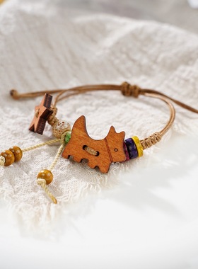 小红书同款陶瓷手链狗狗猫咪手绳闺蜜可爱情侣配饰小动物饰品