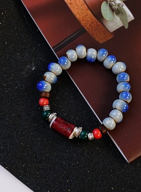 2026时尚时尚简约波西米亚风瓷珠手链景德镇新中式搭配手工编织