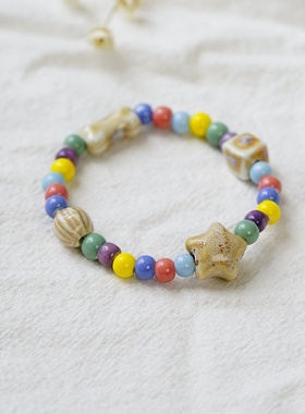 2026时尚一米瓷景德镇陶瓷手链饰品学生手工编织手串新中式文艺