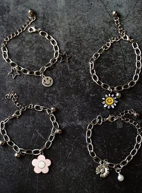 2026时尚简约冷淡风韩版不锈钢手链ins小众设计情侣手饰男女学生