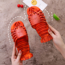 A family of three creative little lobster fish tail slippers for male and female couples beach parenting with a strange personality cool slippers Chaxia