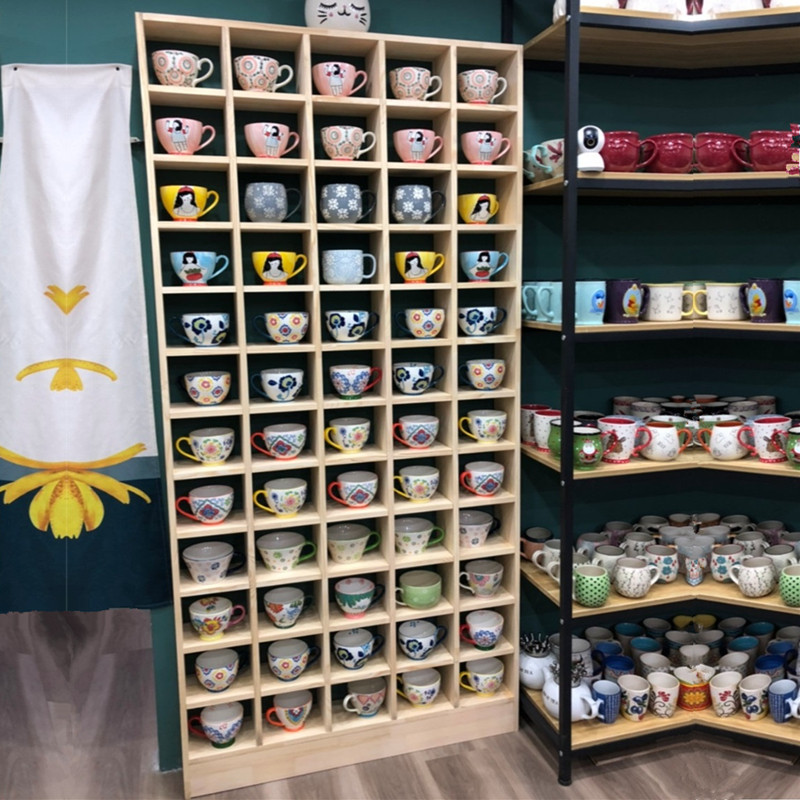 定制实木格子架墙上置物架壁挂收纳柜茶壶展示架小饰品创意格子铺 - 图1