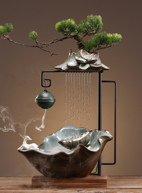 流水摆件喷泉客厅桌面办公室陶瓷中式家居装饰开业礼品一件代发