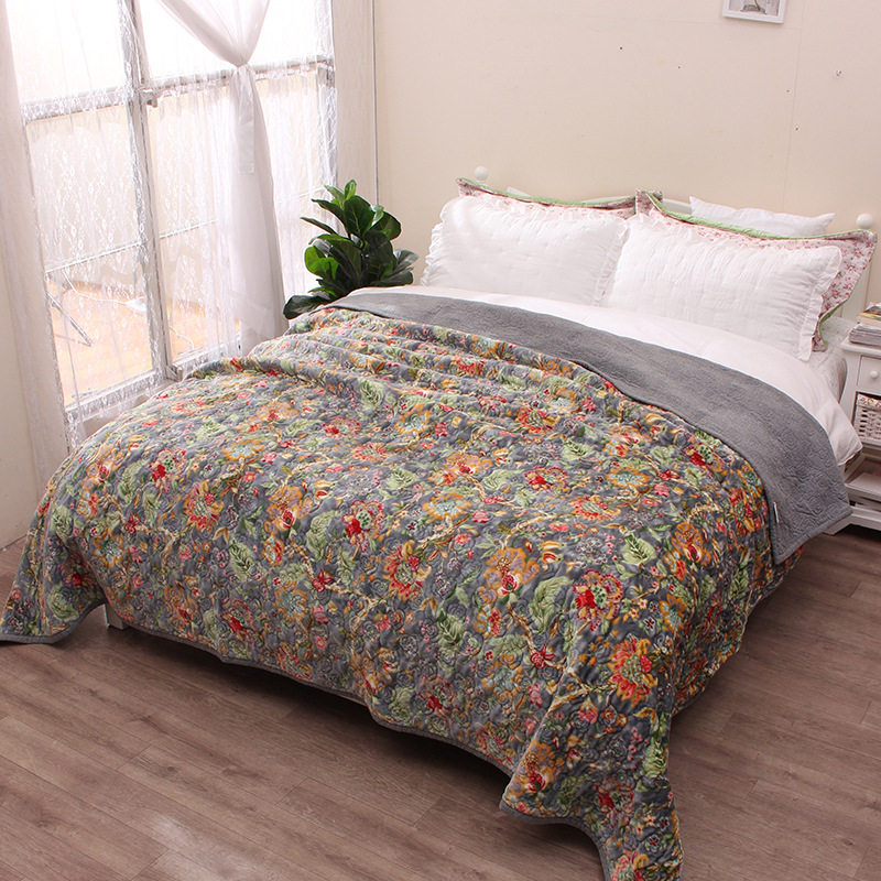 冬季毛绒床品法兰绒全棉绗缝被单件床盖加厚夹棉床单毛毯外贸原单,淘宝优惠券,粉丝福利购,淘宝优惠卷