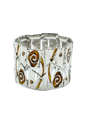 欧美时尚复古珐琅彩手镯女士夸张中古弹力手链