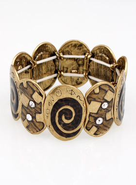 外贸饰品复古珐琅彩手镯中古滴油弹力女士手链