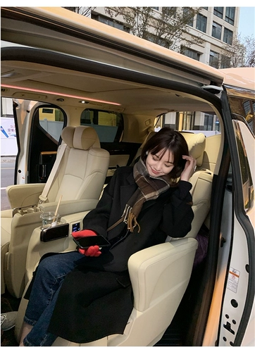 Демисезонное двусторонное кашемировое шерстяное шерстяное пальто, бархатная черная длинная альпака