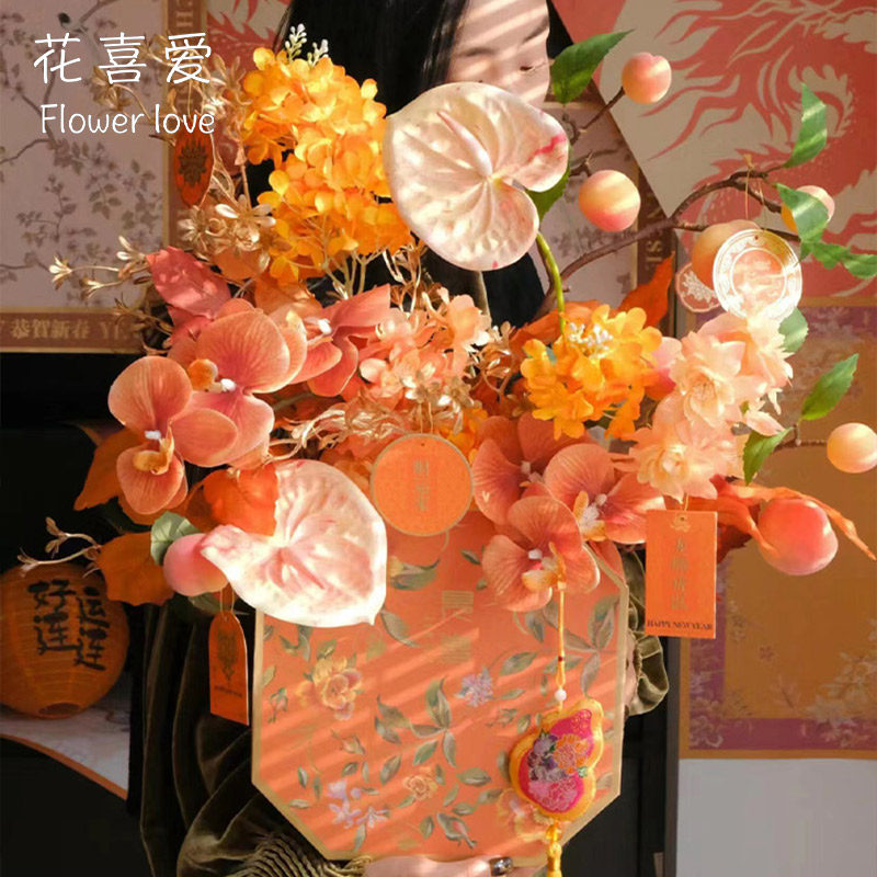 新款3D仿真蝴蝶兰仿真绣球红掌大丽花冬青红果尤加利鲜花包装材料,淘宝优惠券,粉丝福利购,淘宝优惠卷