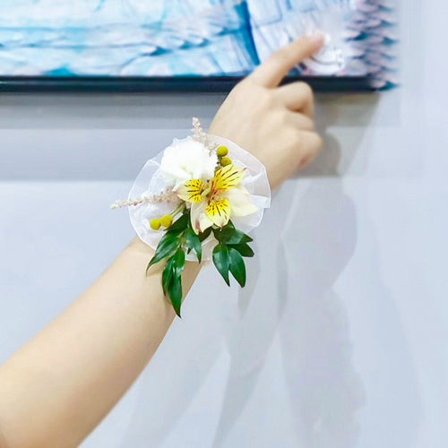 手工DIY带珠手花配件 新娘婚庆伴娘姐妹手腕花珍珠花手挽花配饰 - 图0