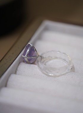 IG Jewelry设计师首饰原创轻奢高级s925银镶薰衣草紫水晶戒指孤品