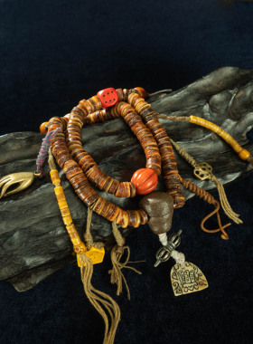 清早期藏传密宗老佛珠高规则原装全套高玉化老料配天铁多宝念珠