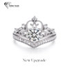 Fugitive Princess Ring Moissanite Adjustable Open Ring Niche High-end S925 Sterling Silver Crown Moissanite Diamond Ring