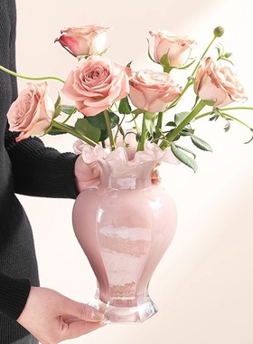 法式中古玻璃花瓶高级感摆件高颜值水培插花装饰餐桌家居简约鲜花