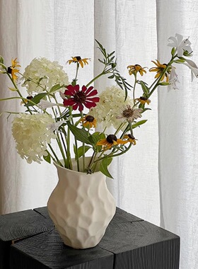 北欧风陶瓷花瓶轻奢插花摆件高级感小众客厅玄关家居装饰花瓶陶瓷