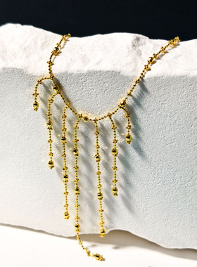 S925纯银新款仙女项链镭射珠流苏瀑布蕾丝系列锁骨链新娘礼服项链