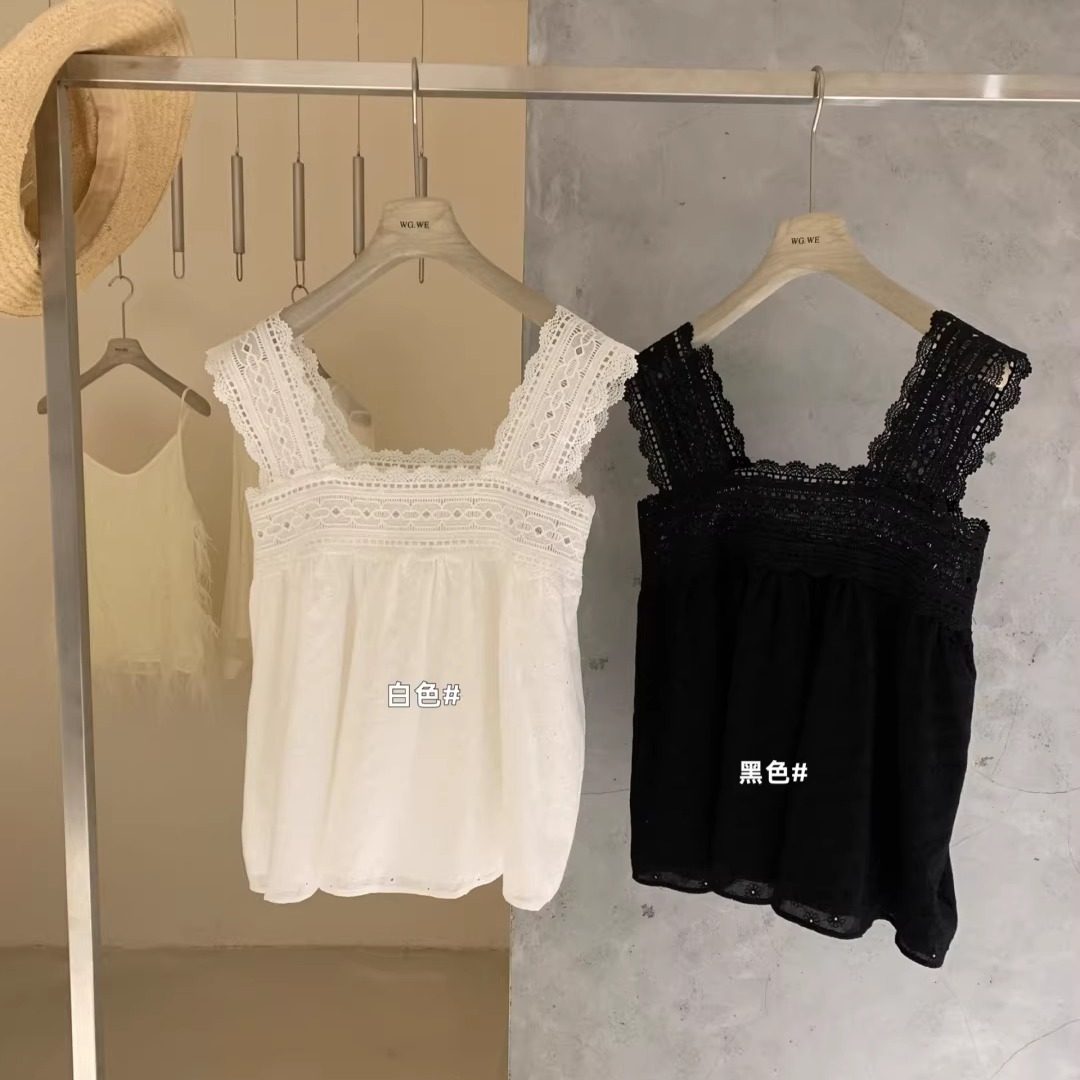 WGWE高雅清甜重工蕾丝花边镂空绣花A字大方领娃娃衫上衣女,淘宝优惠券,粉丝福利购,淘宝优惠卷