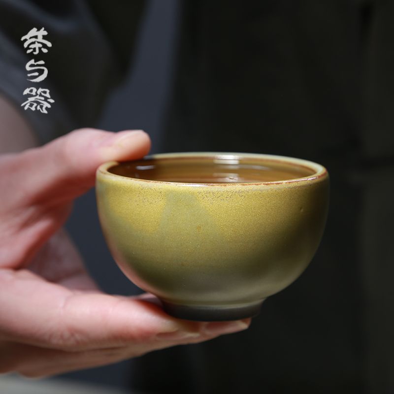 台湾陶艺师蔡丰骏新品茶叶末绿釉品茗杯公道杯茶海正把泡茶壶手工-图1