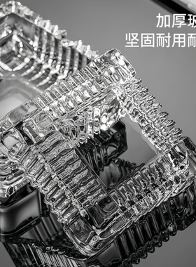 批发青苹果玻璃方形烟灰缸创意家用客厅防飞灰办公室烟缸印刷
