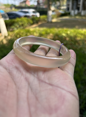 纯天然玛瑙手镯高冰玻璃种玉髓手镯香槟金白月光青冰玛瑙玉镯女