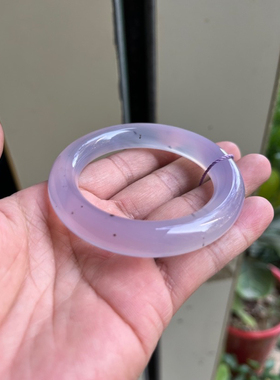 紫忆玛瑙手镯纯天然冰种强荧光紫玉髓满天星水草花手镯54圈口