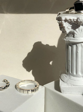 s925纯银黑玛瑙几何方形戒指轻奢女小众设计时尚精致个性简约