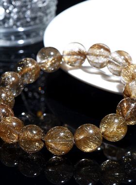 天然7A+级魔鬼银发晶圆珠手链