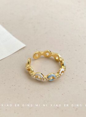 微镶锆石厚镀18K真金开口戒指