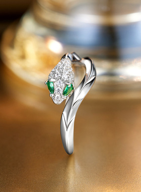 S925银镶钻小蛇戒指配饰女生百搭气质戒子2025新款亚马逊货源戒指