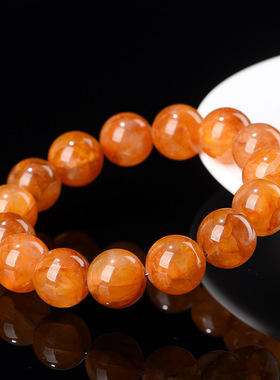 天然焦糖黄胶花水晶圆珠手链