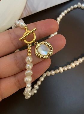 天然珍珠秋冬时尚巴洛克毛衣链女轻奢百搭气质高级感项链锁骨链