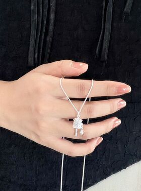 S999足银拨浪鼓项链轻奢吊坠