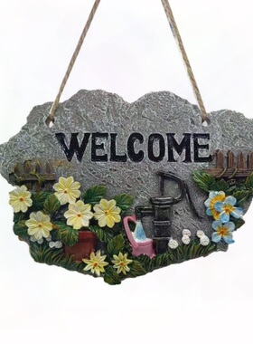 欢迎牌树脂挂牌 园艺装饰挂件田园风格欢迎welcome花园别墅门牌