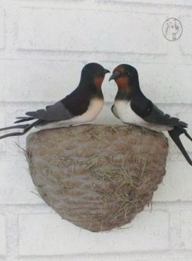 墙上装饰仿真燕子小鸟燕窝巢鸟窝春季美陈装饰品软装遮瑕仿真小鸟