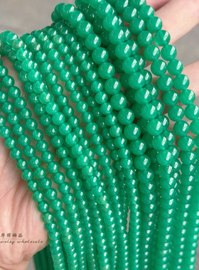 绿刚玉散珠 6-8mm培育祖母绿圆珠串珠宝石 diy手链项链穿珠配件