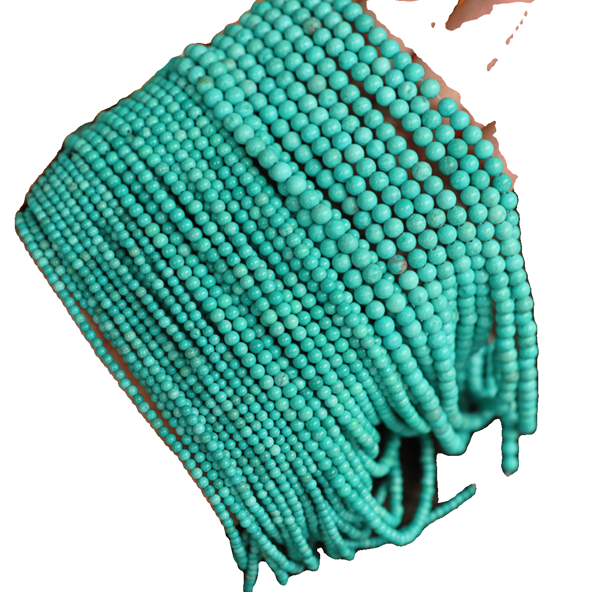 天然绿松石圆珠 2-4mm高瓷蓝绿色松石散珠子 diy手串隔珠材料配件-图3