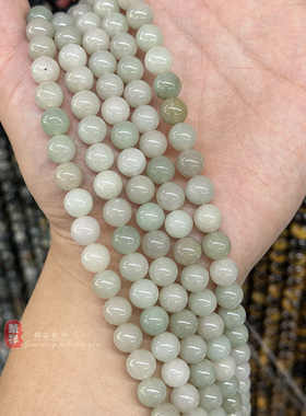 天然佘太翠圆珠豆青色绿玉散珠