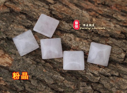 16mm天然紫水晶正方形戒面 粉晶绿东陵虎眼石红玛瑙方形耳饰贴片 - 图0
