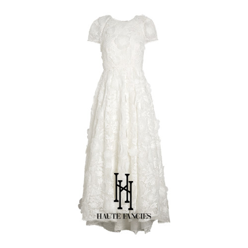高定 HAUTE FANCIES后构想｜珍珠白重工浮雕蕾丝宴会礼服连衣裙 - 图3