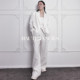 Post-conception ທໍ່ linen ສີຂາວ jumpsuit ເທິງສໍາລັບແມ່ຍິງ