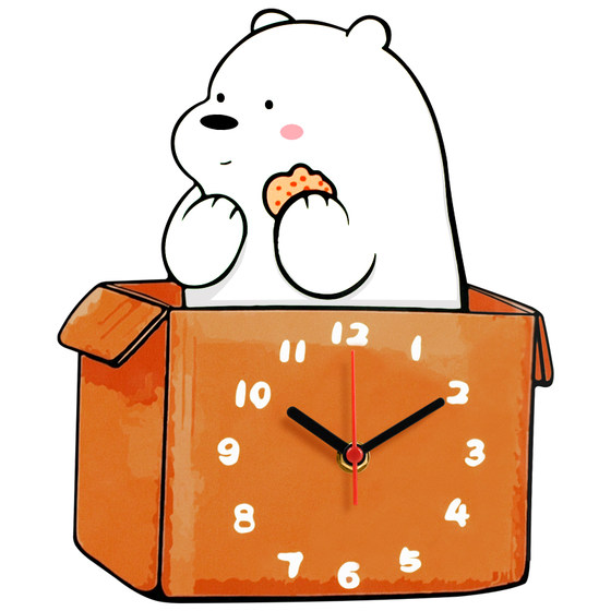 Box Bear Children's Room Cartoon Wall Clock Silent Bedroom Quartz Clock Kindergarten Cute Creative Decoration Wall Clock