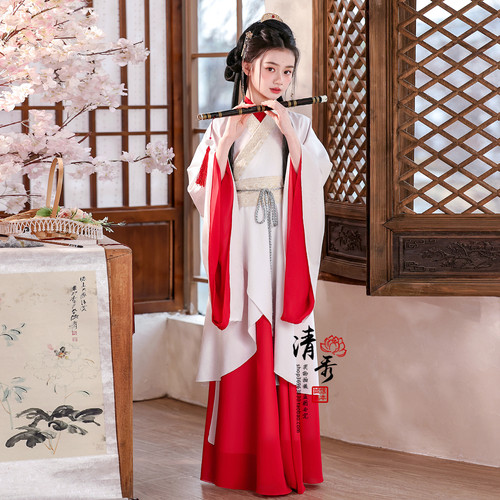 汉服女童2026新款儿童古装超仙战国袍魏晋风交领国风唐装演出服春 - 图0