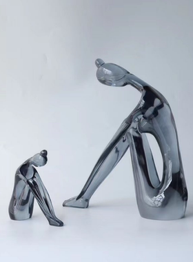 现代简约创意透明树脂母女摆件样板房售楼处桌面电视柜软装饰品