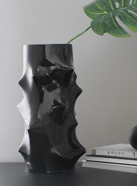 欧式风黑色样板房插干花家居装饰