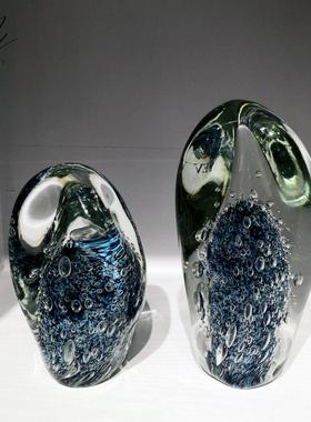 轻奢风设计师软装饰品蓝色水晶