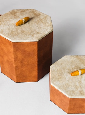 现代简约创意轻奢皮质首饰盒相框托盘桌面餐桌软装饰品皮质工艺品