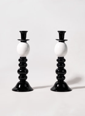 现代轻奢琉璃烛台烛光晚餐家居桌面餐桌玄关软装饰品工艺品摆件