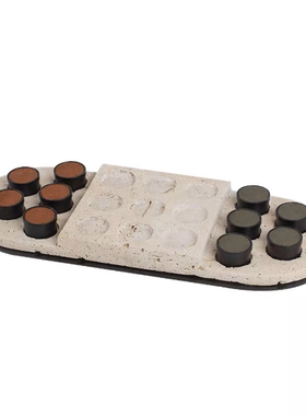 简约树脂仿洞石五子棋盘格摆件售楼处样板间客厅茶几书房艺术装饰