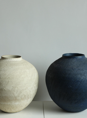 中式古朴侘寂风粗陶罐民宿样板房售楼处家居茶几桌面电视柜饰品